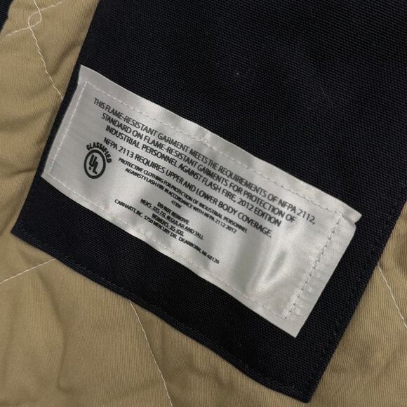 Carhartt Fire Resistant Jackets Duck Navy Blue Quilt Lined XL - Picture 7 of 7